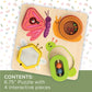 MindWare Sensory Sprouts Surprise Puzzle - Wooden Baby Puzzle with Mirror, Bells & Beads - Educational Toy for Infants & Toddlers 6+ Months Montessori