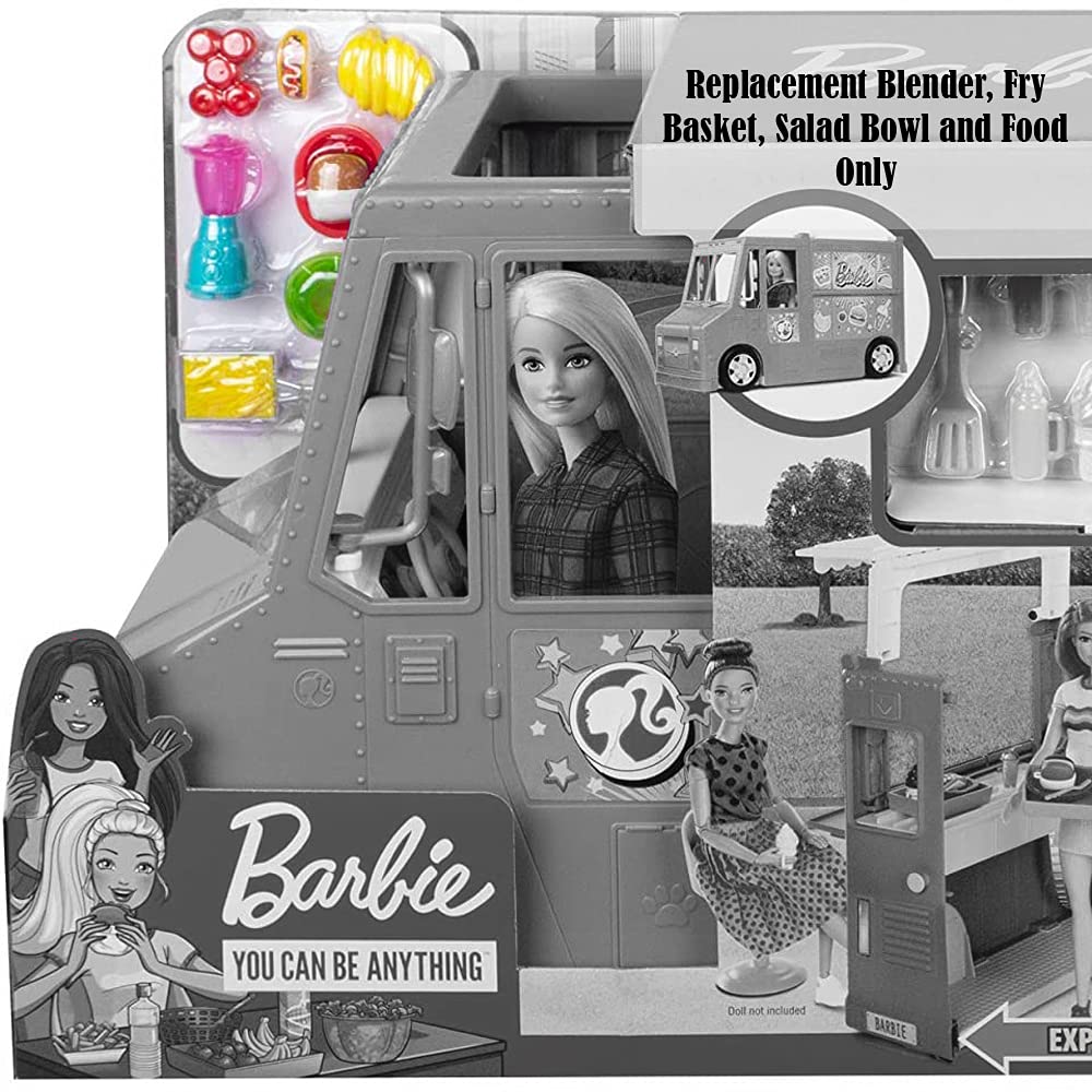 Replacement Parts for Fresh 'n Fun Food Truck Barbie Doll Playset - GMW07 ~ Replacement Blender, Fry Basket, Salad Bowl and Food