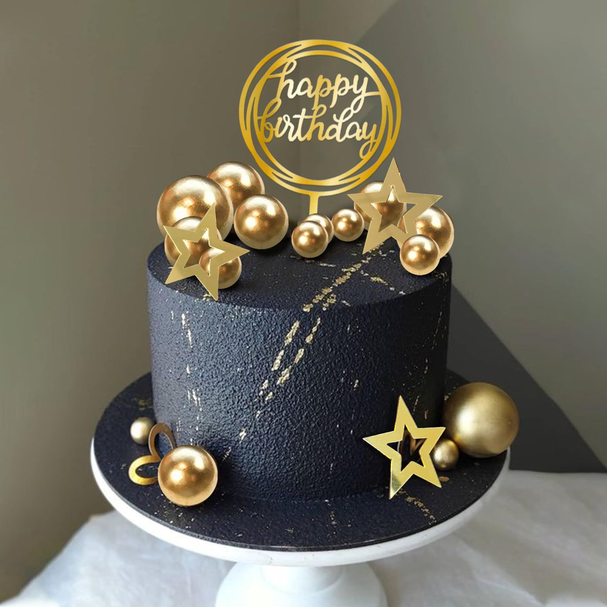 Ball Cake Toppers Simplicity Gold Ball Cake Toppers DIY Cake Insert Topper Foam Cake Balls Baking Decoration for Wedding Anniversary Birthday (Gold)