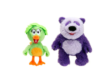 Jada Toys Donkey Hodie 8" Sound Plush Twin Pack - Purple Panda & Duck Duck - Squeeze for Phrases from Preschool Show Donkey Hodie - Ages 3+