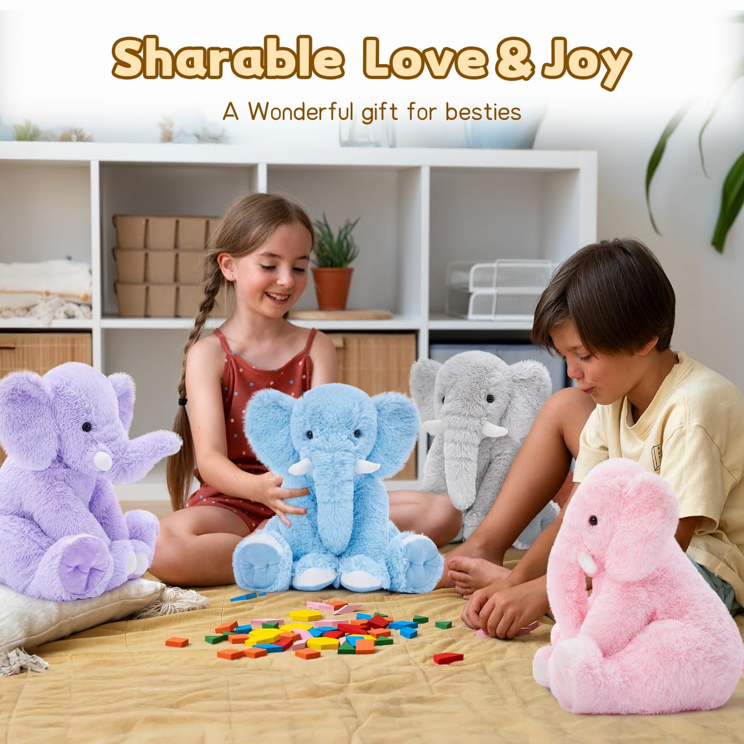 Toys Studio 19.6 Inch Stuffed Elephant Giant Plush Grey Elephant Stuffed Animal for Kids Girls Birthday Gifts Christmas Valentine's Day Mother's Day