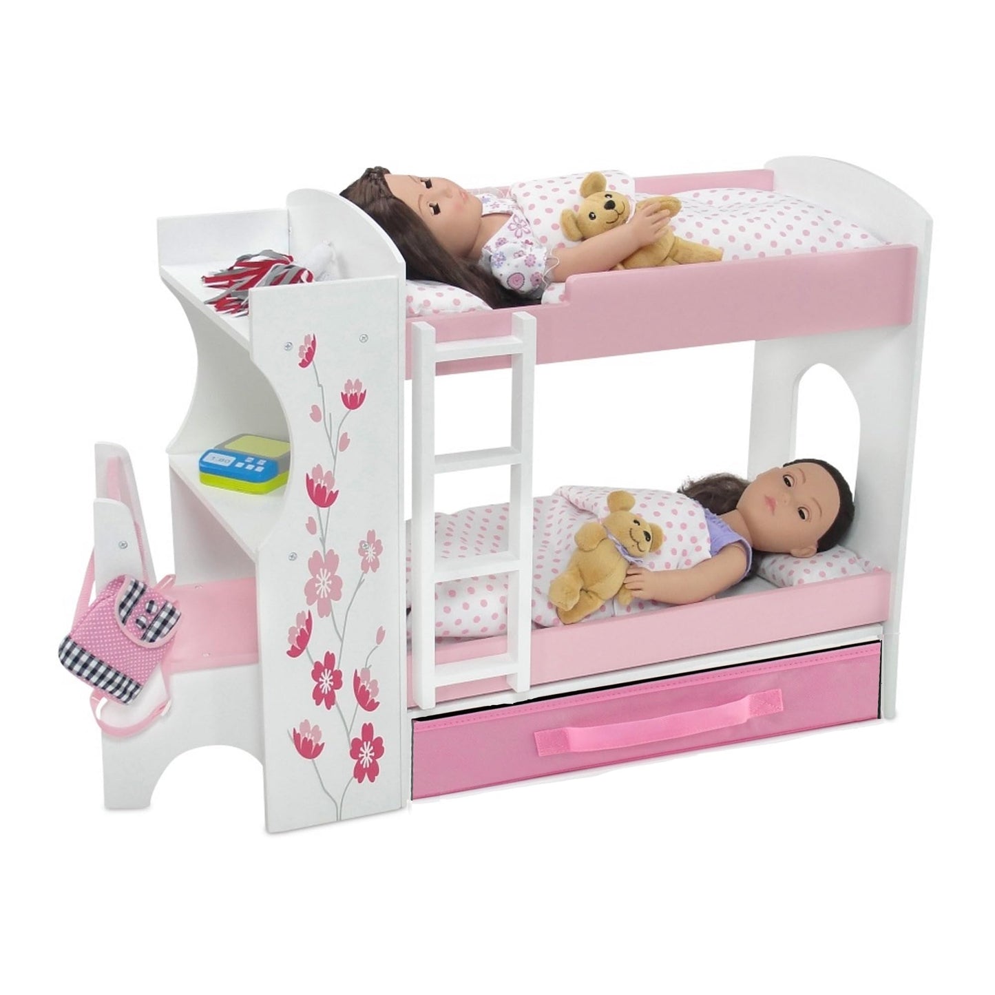 Emily Rose 18 Inch Doll Bunk Bed Set with Desk, Storage Drawer & Bedding