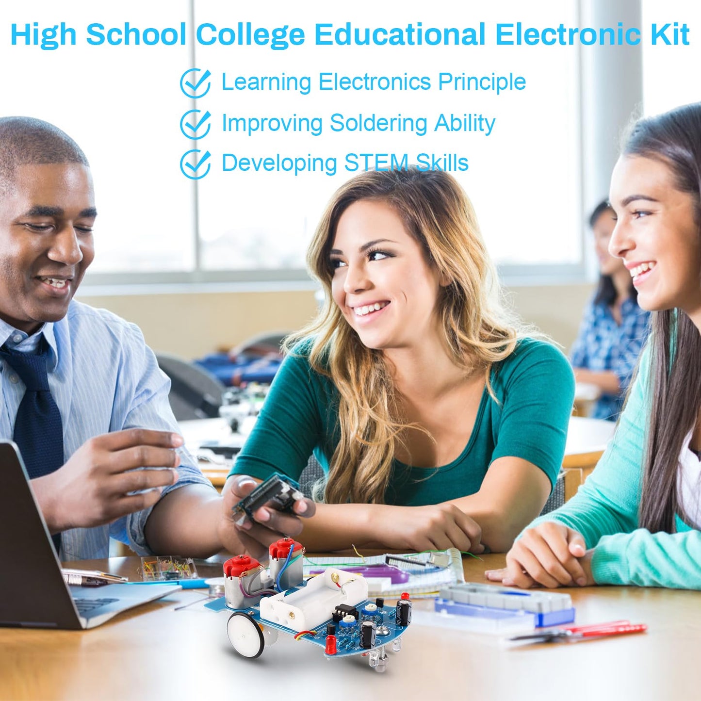 MiOYOOW 2 Pack Line Following Robot Car Kit, Beginners Smart Car Soldering Practice Kit STEM Educational Electronics Soldering Projects for School