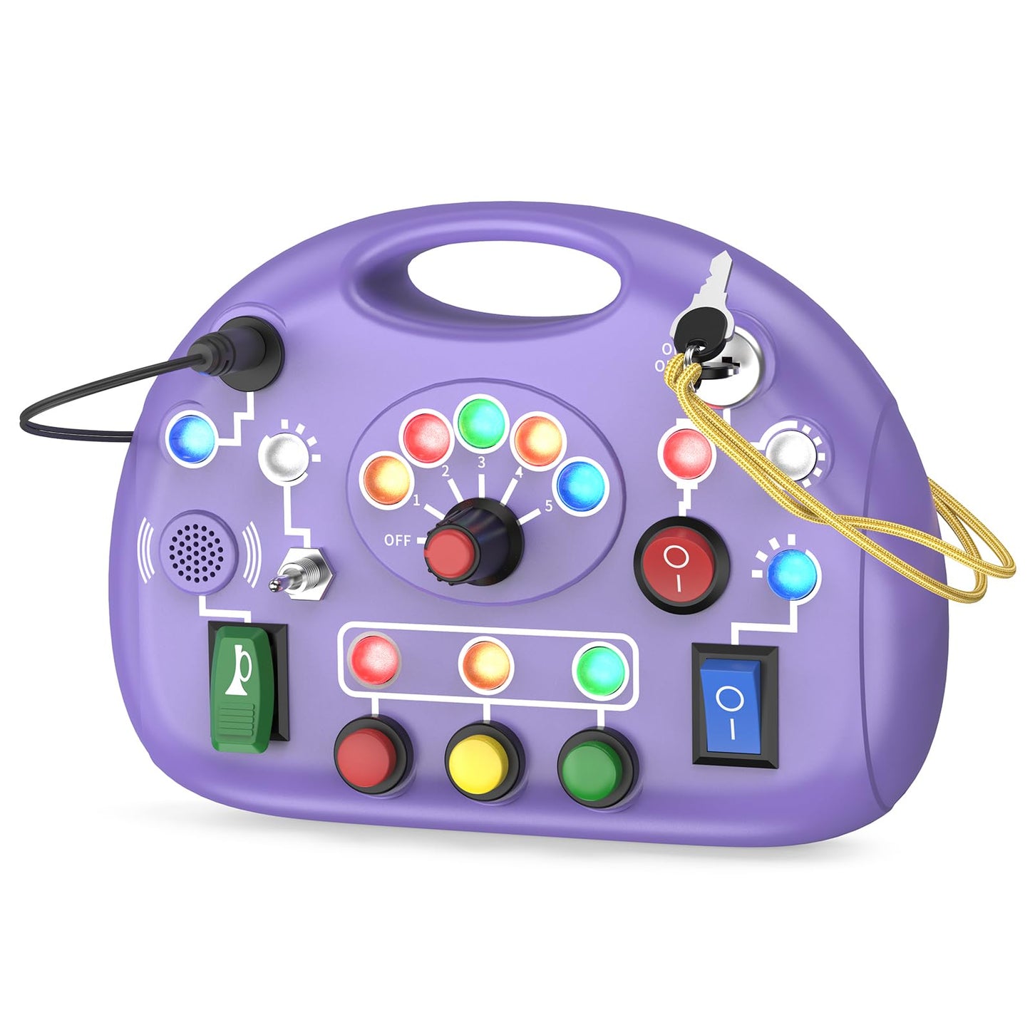 JIWORT Toddler Baby Busy Board with LED Light, Montessori Busy Board for 1+ Year Old, Baby Sensory Board Toddler Travel Toys for Preschool Learning