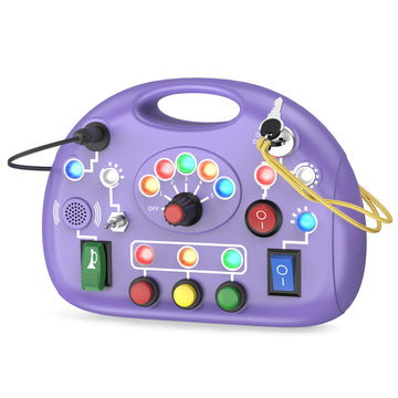 JIWORT Toddler Baby Busy Board with LED Light, Montessori Busy Board for 1+ Year Old, Baby Sensory Board Toddler Travel Toys for Preschool Learning