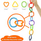 RAINBOW TOYFROG Baby Links Rings - 35 Geometric Linking Chains for Infants & Toddlers - Safe Teething and Sensory Development Toys - Car Seat