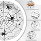 96 Pieces Halloween Spider Web Tableware Party Supplies - Disposable Dinnerware Set with Paper Plates, Napkins, and Forks for Spooky Halloween Party