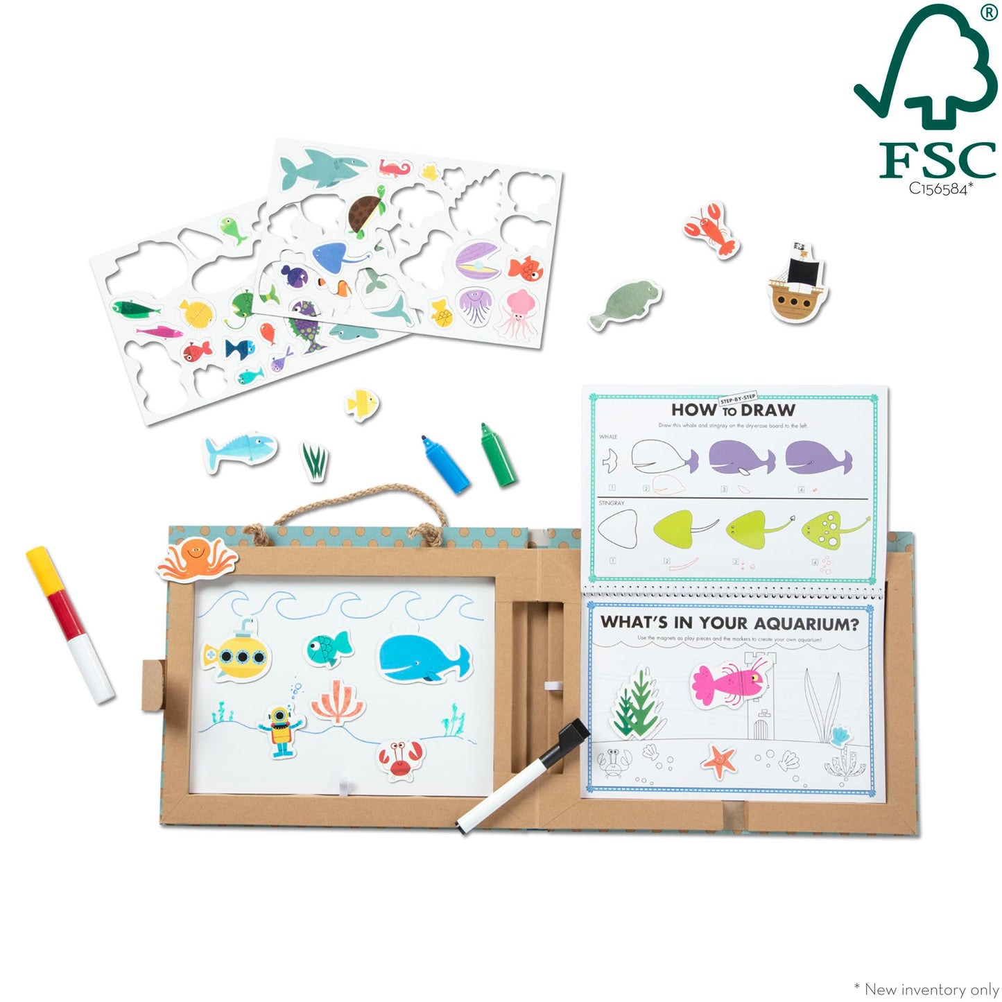 Melissa & Doug Natural Play: Play, Draw, Create Reusable Drawing & Magnet Kit - Ocean (42 Magnets, 5 Dry-Erase Markers) - FSC Certified