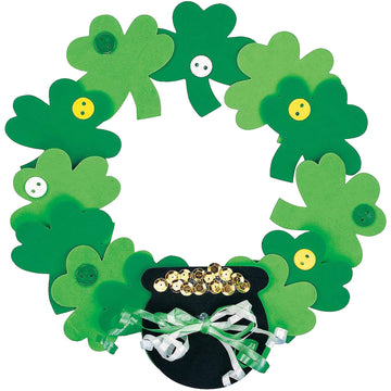 Fun Express Foam Shamrock Wreath Craft Kit - Makes 12 - St. Patrick's Day Crafts for Kids