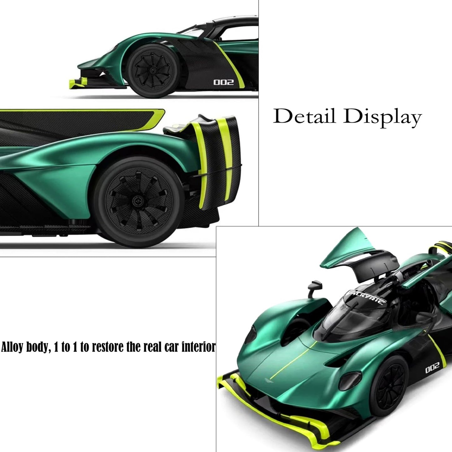 HTLNUZD 2024 RC Model Car 1/14 Remote Control Car Adult for Aston Martin-Valkyrie AMR Pro 600 mAh with Lights Alloy Vehicle Adult Collectible