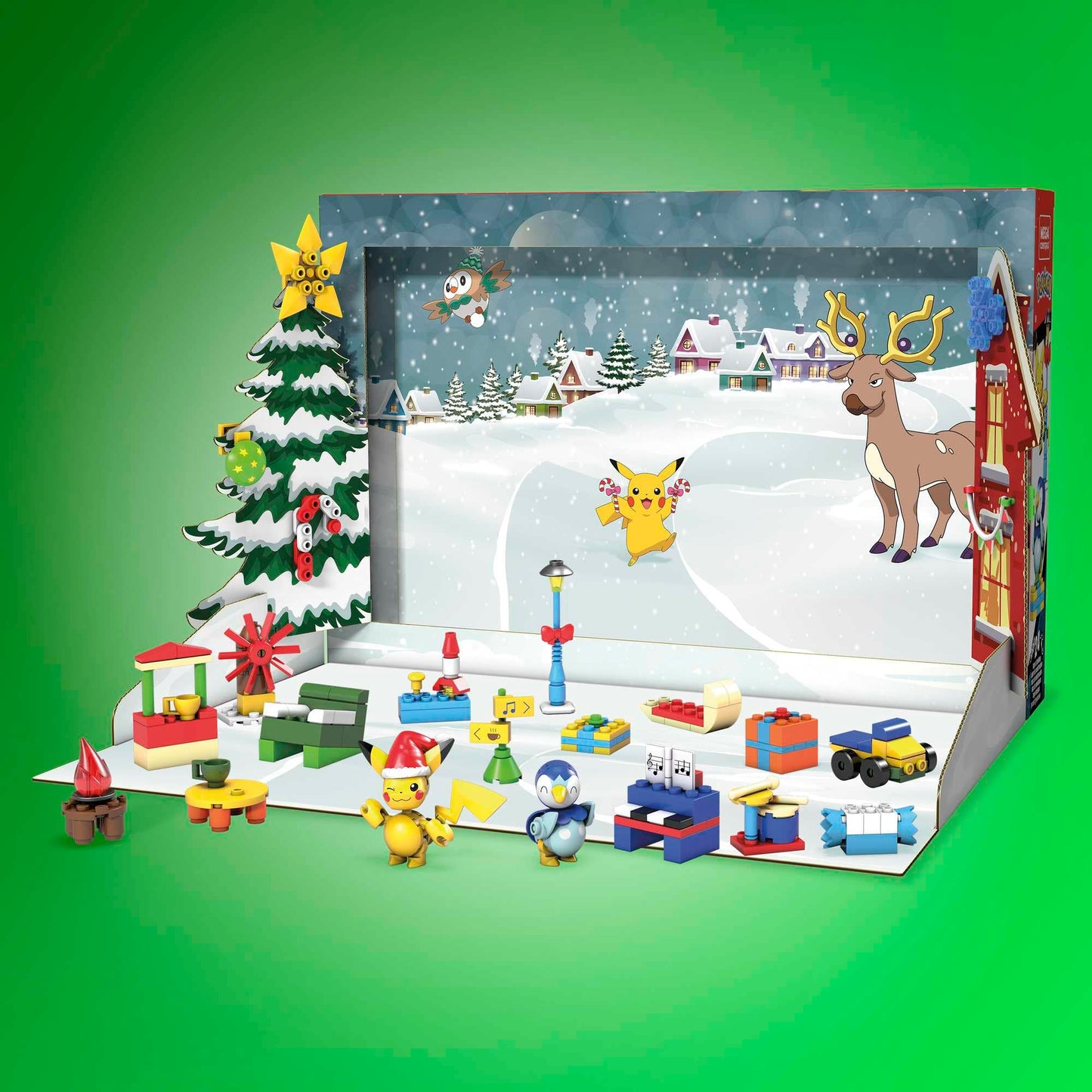 MEGA Pokémon Building Toys Set, Holiday Calendar with 202 Pieces, 2 Poseable Characters and Accessories, for Kids