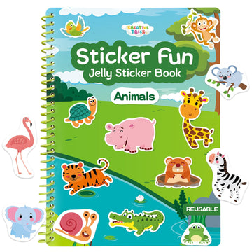 CREATIVETREES Jelly Sticker Book for Kids 3-6 Years, Reusable Large Sticker Book for Toddlers, Easy to Clean Waterproof, Road Activity for Kids