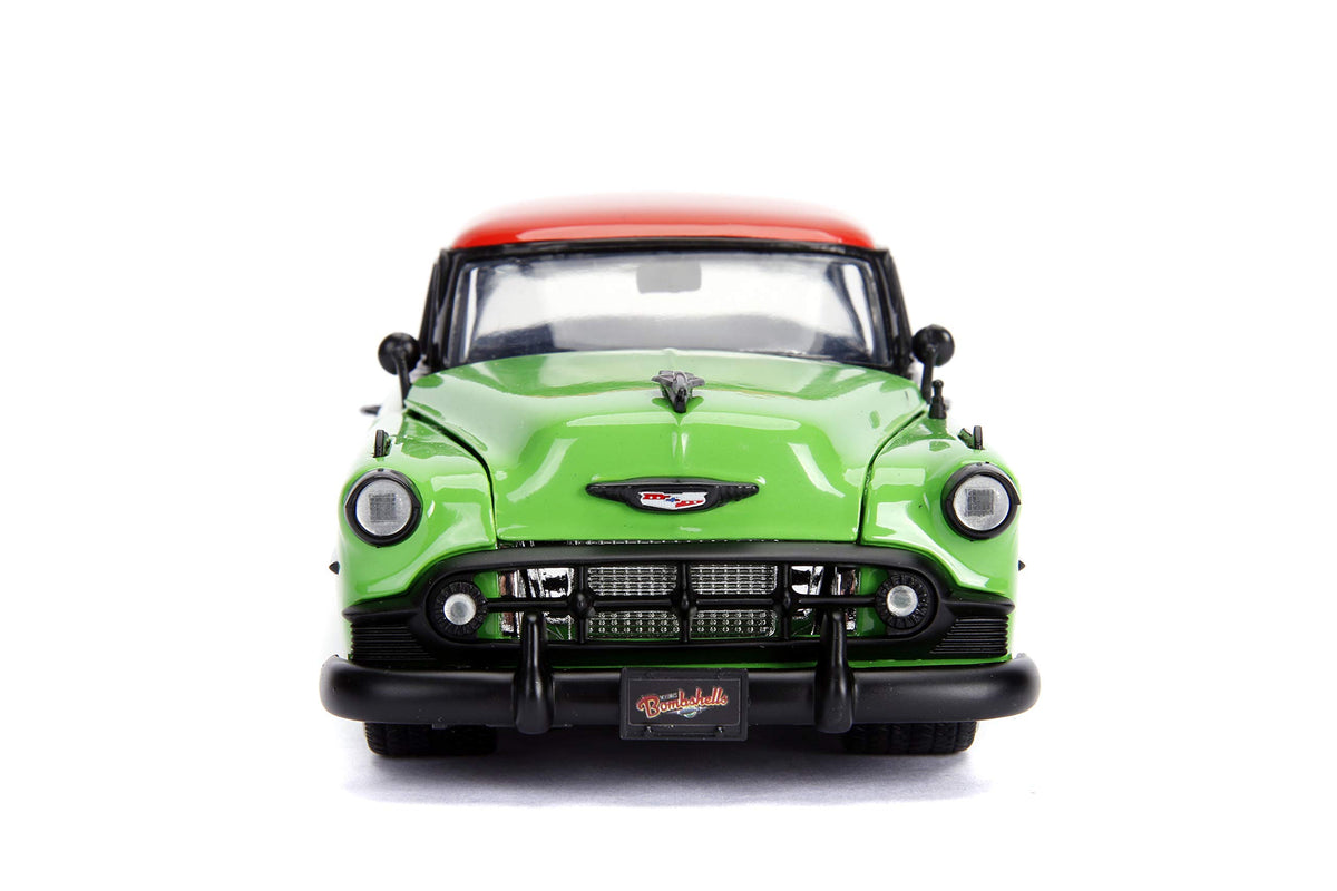 Jada Toys DC Comics Bombshells Poison Ivy & 1953 Chevy Bel Air Die-cast Car, 1:24 Scale Vehicle, 2.75” Collectible Figurine 100% Metal, Green