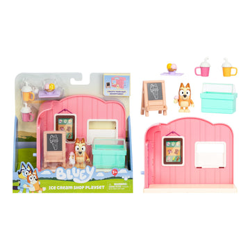 Bluey Ice Cream Shop Playset, Immersive Toy Ice Cream Set with Dessert-Themed Accessories and Articulated Bingo Figurine, Food Toys for Kids Ages 3+