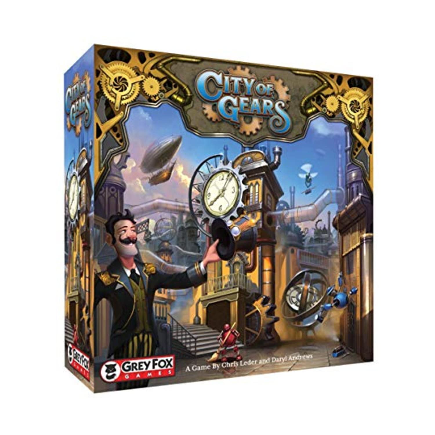 Grey Fox Games: City of Gears, Strategy Board Game, Over 20 Plus Tiles to Build Your city, 45 to 60 Minute Play Time, 2 to 6 Players, For Ages 10