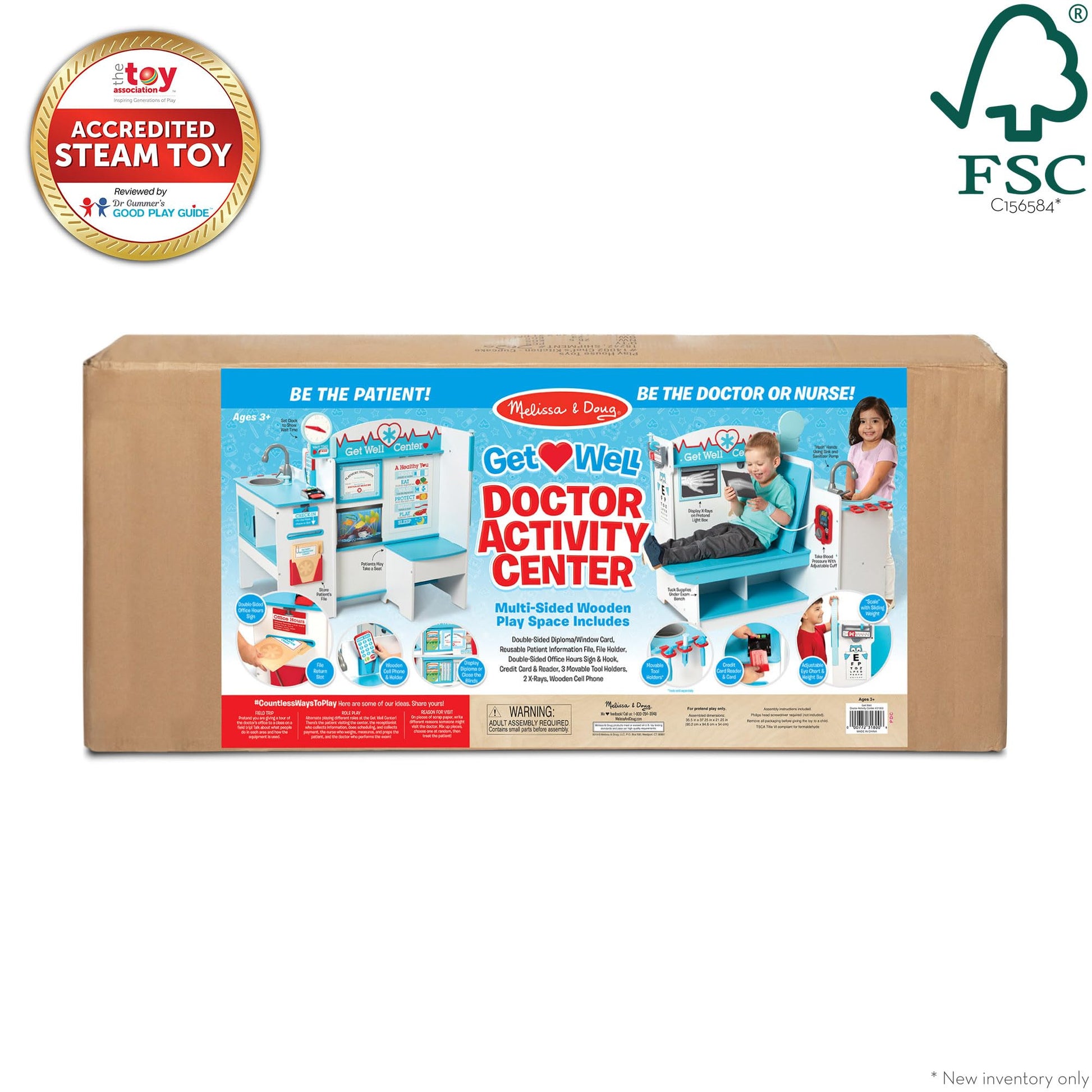 Melissa & Doug Wooden Get Well Doctor Activity Center, Kids, Waiting Room, Exam Room, Check-in Area - FSC Certified
