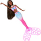 Barbie Bubble Sparkle Mermaid Doll with Bubble-Making Feature & Solution, Tray & Hairbrush, Plus Long, Color-Streaked Brunette Hair