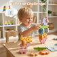 Oukitoymer Montessori Toys, 10pcs Wooden Animal Blocks, Baby Sorting Stacking Educational Learning Puzzles, Sensory Toys for 0 1 2 3 4 Year Old Kids