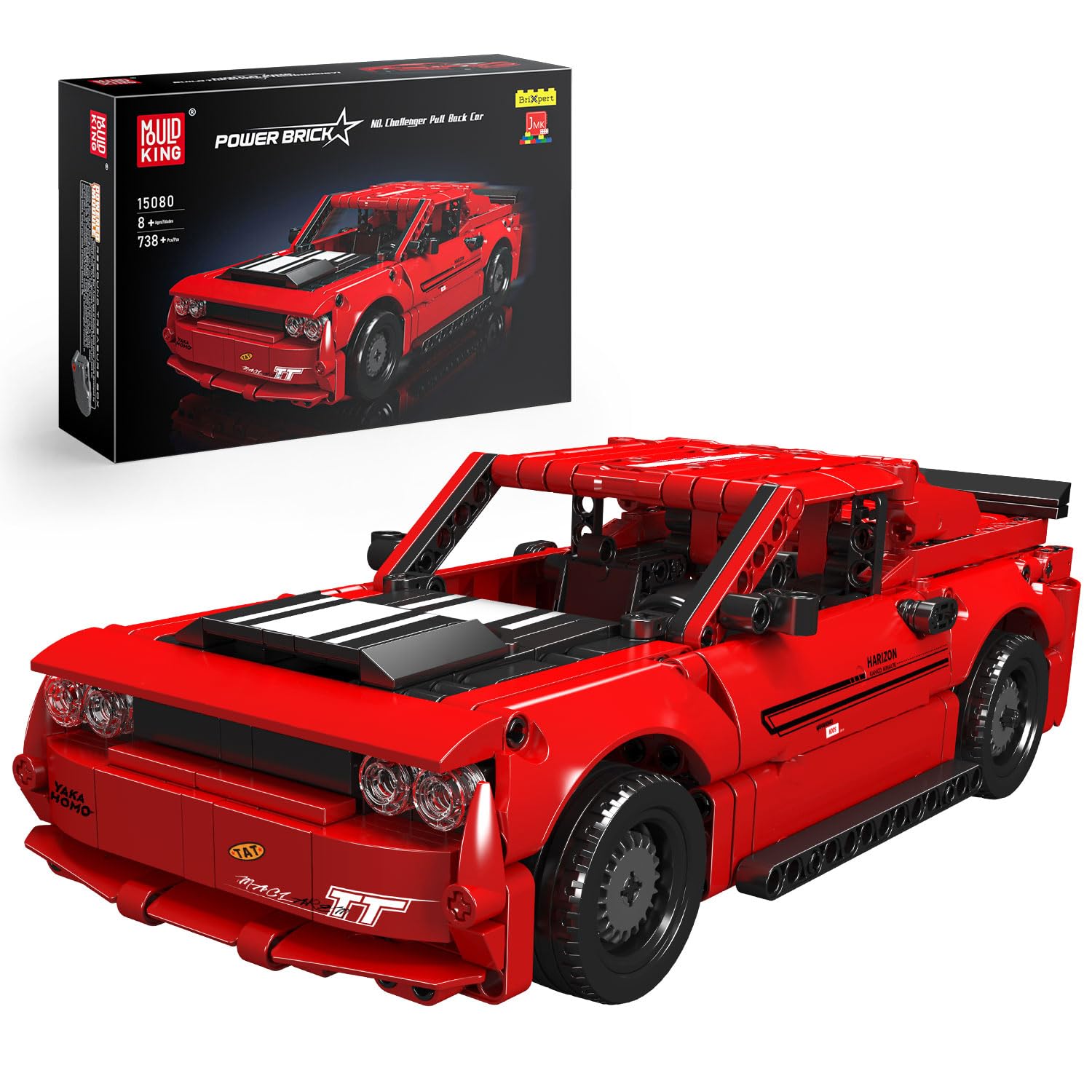Mould King Hellcat Super Car Models Building Toys, 15080 Pull Back Toy Cars, Speed Champion Model Car Kits for Adults Kids 8+ (738 PCS)