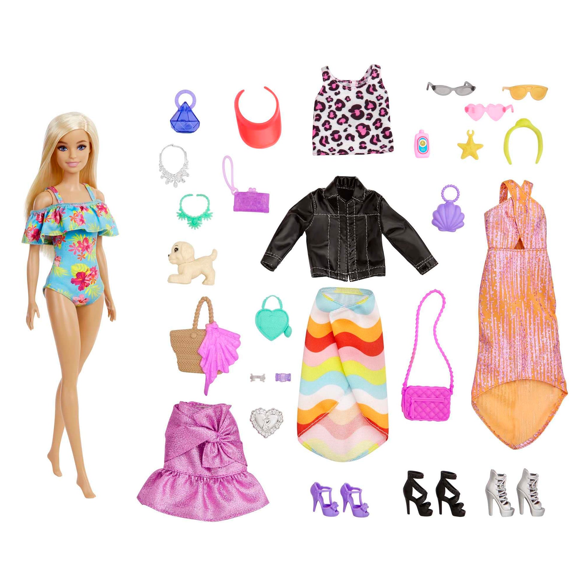 Barbie Advent Calendar Doll (12-in), 24 Surprises Including Day-to-Night Trendy Clothing & Accessories, Festive Holiday Themed Packaging for Kids 3 to