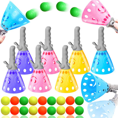 24Pcs Pop-Pass-Catch Ball Game with 8 Catch Launcher Baskets 16 Balls,Outdoor Indoor Game Activities,Lawn Games Beach Sport Toys for Party Favor,Kids