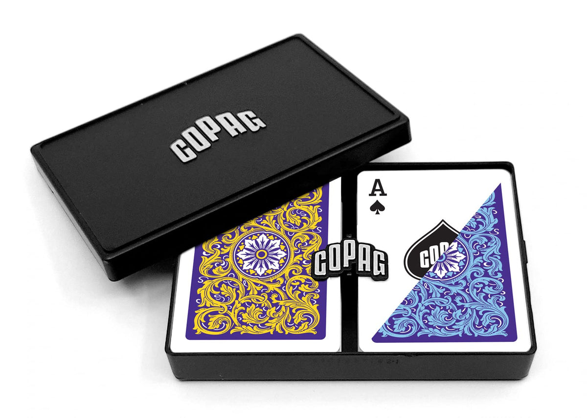 Copag 1546 Neoteric Design 100% Plastic Playing Cards, Poker Size (Standard) Violet/Yellow/Blue (Regular Index, 1 Set)