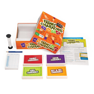 Outset Media Family Charades Game; 4 Games in 1 Box. Includes Movie, 80's 90's, Kids, Family Trivia for 2 or More Players, Ages 7 and up.