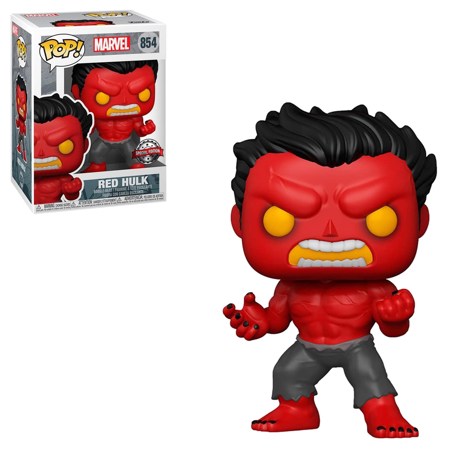 Funko POP! Marvel: Red Hulk Vinyl Figure - Special Edition Exclusive #854 Mulitcolor (Common - No Chase)