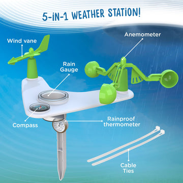 Thames & Kosmos Weather & Climate Lab STEM Experiment Kit, 5-in-1 Meteorology Station w/Wind Vane, Compass, Rain Gauge, Anemometer & Thermometer