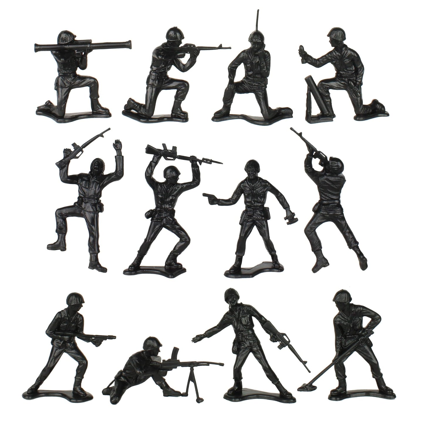 TimMee Plastic Army Men Helicopter Playset - Black 26pc Made in USA