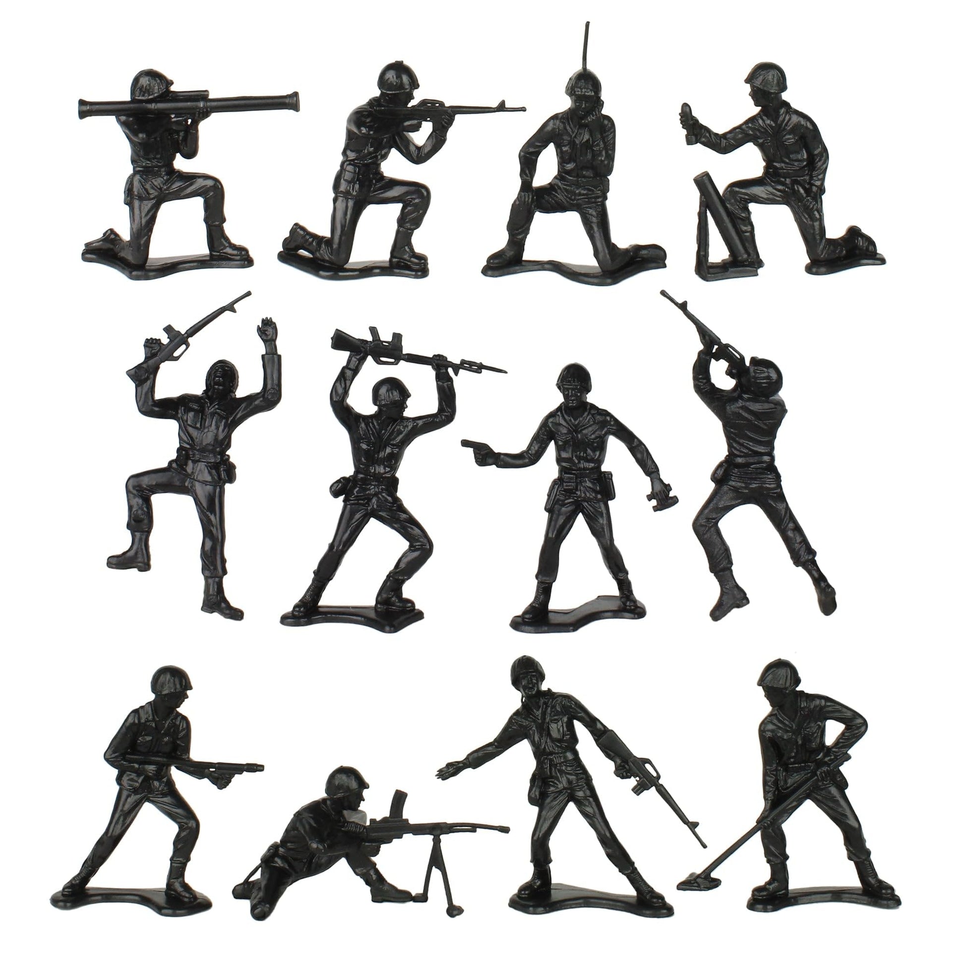 TimMee Plastic Army Men Helicopter Playset - Black 26pc Made in USA
