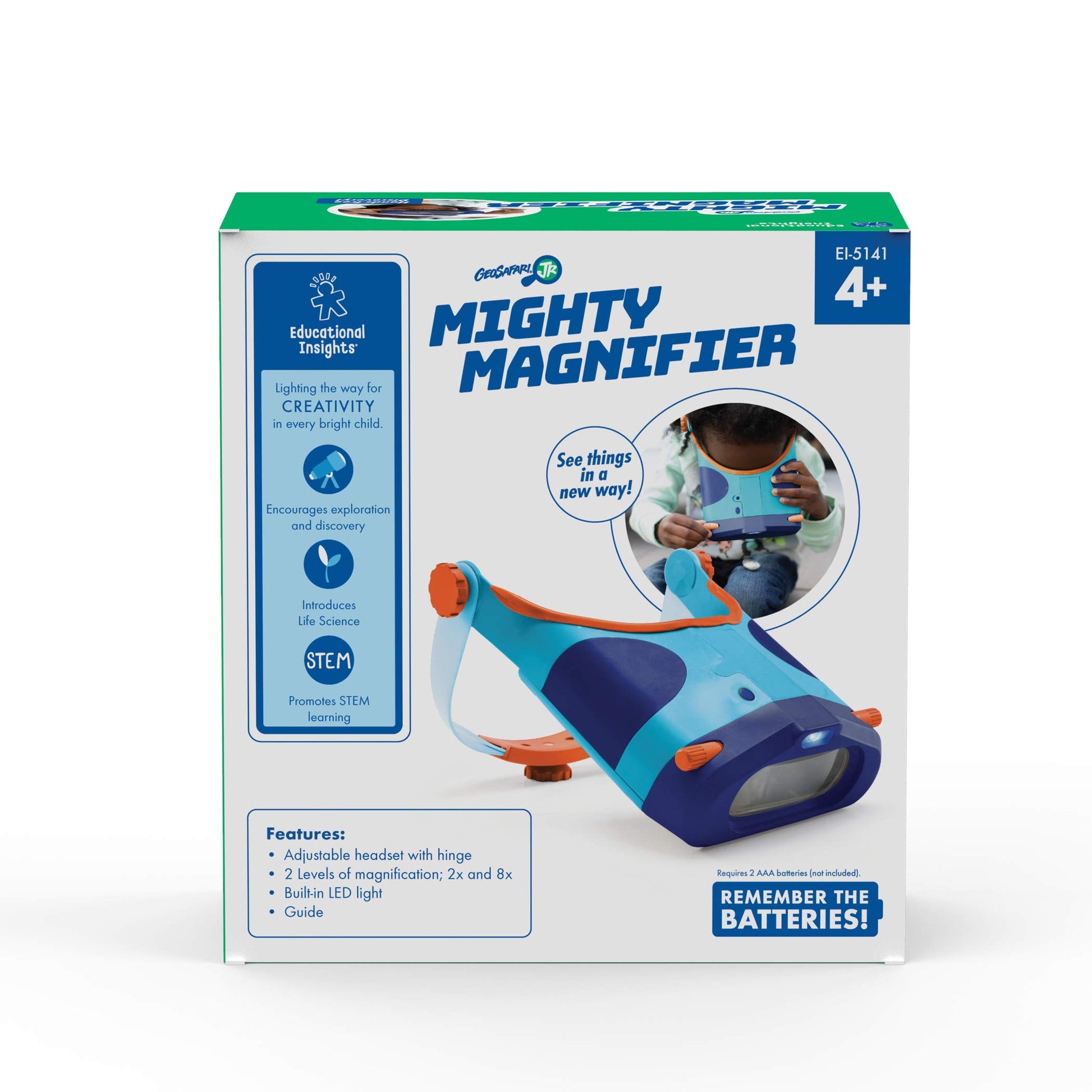 Educational Insights GeoSafari Mighty Magnifier, Explorer Glasses for Day or Night Viewing, Ages 4+