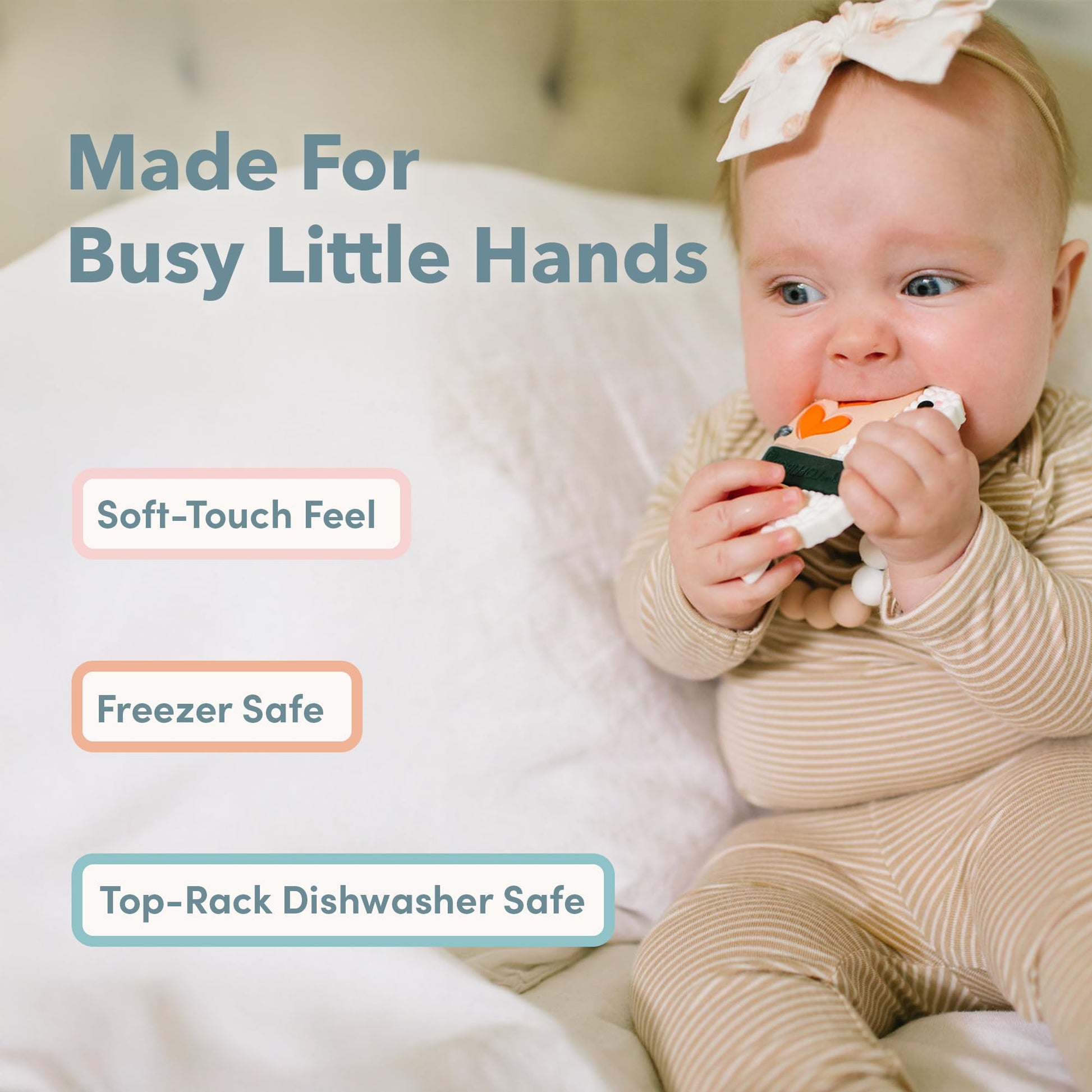 Loulou Lollipop Silicone Teether for Babies 4 Months and Up, Textured Teething Toy for Sore Gums, BPA-Free Food-Grade Silicone, Easy to Hold