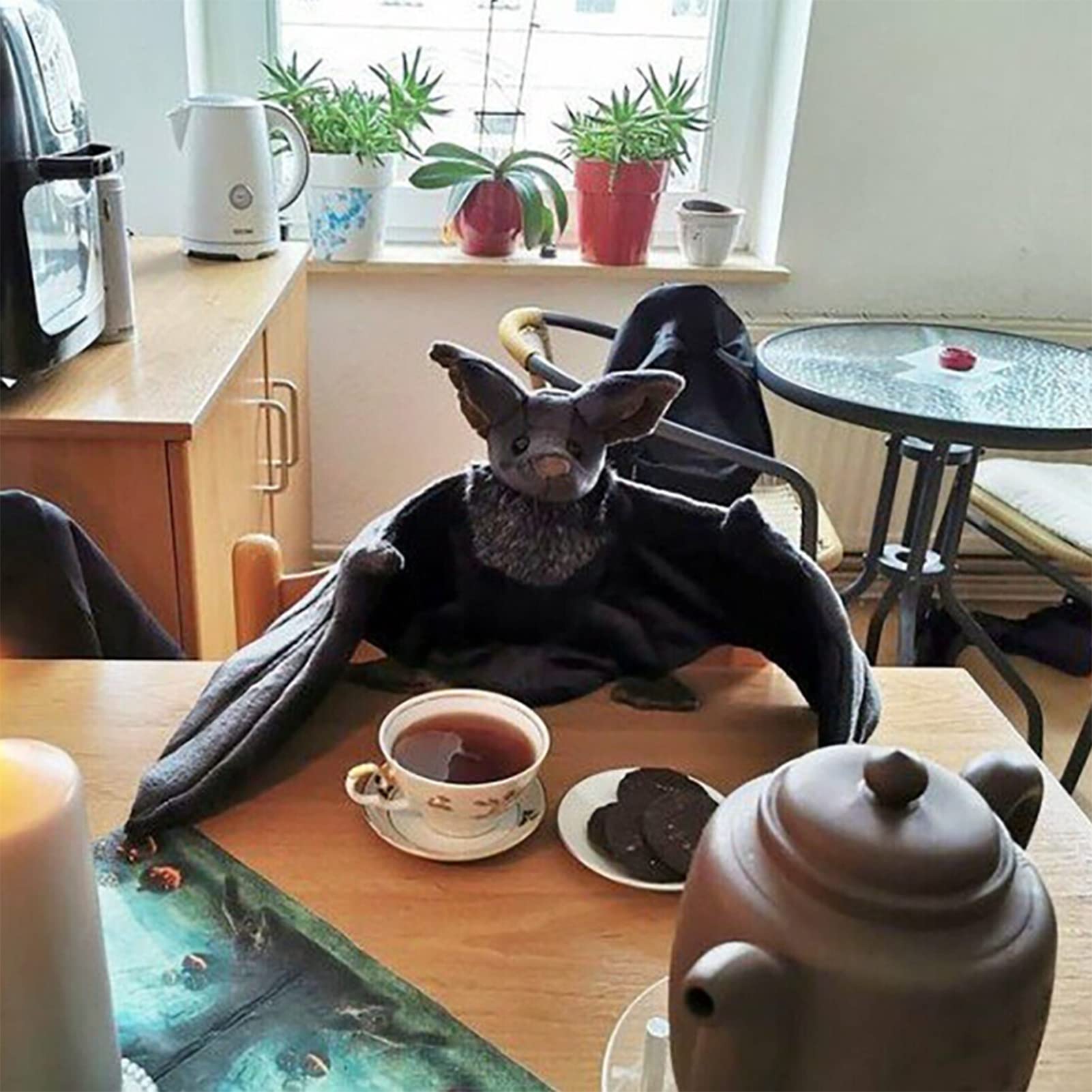 Enivtfz 12" Large Bat Plush Toys, Creepy Goth Bat Stuffed Animal Lifelike Bats Plushie Doll Gothic Bat Soft Hugging Plush for Halloween Easter