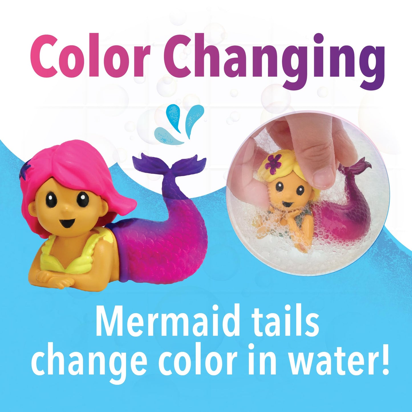 MindWare Mermaid Color Splash Water Park Bathtub Playset - Interactive Bath Toys with Color Changing Mermaid Doll Figures - Gift for 3 Year Olds