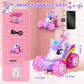 RUIDYA Unicorn Remote Control Car for Girls, 360°Rotating 4WD Stunt RC Cars for Boys with Lights, 2.4GHz Rechargeable Car Toys Gift for Toddler Kid