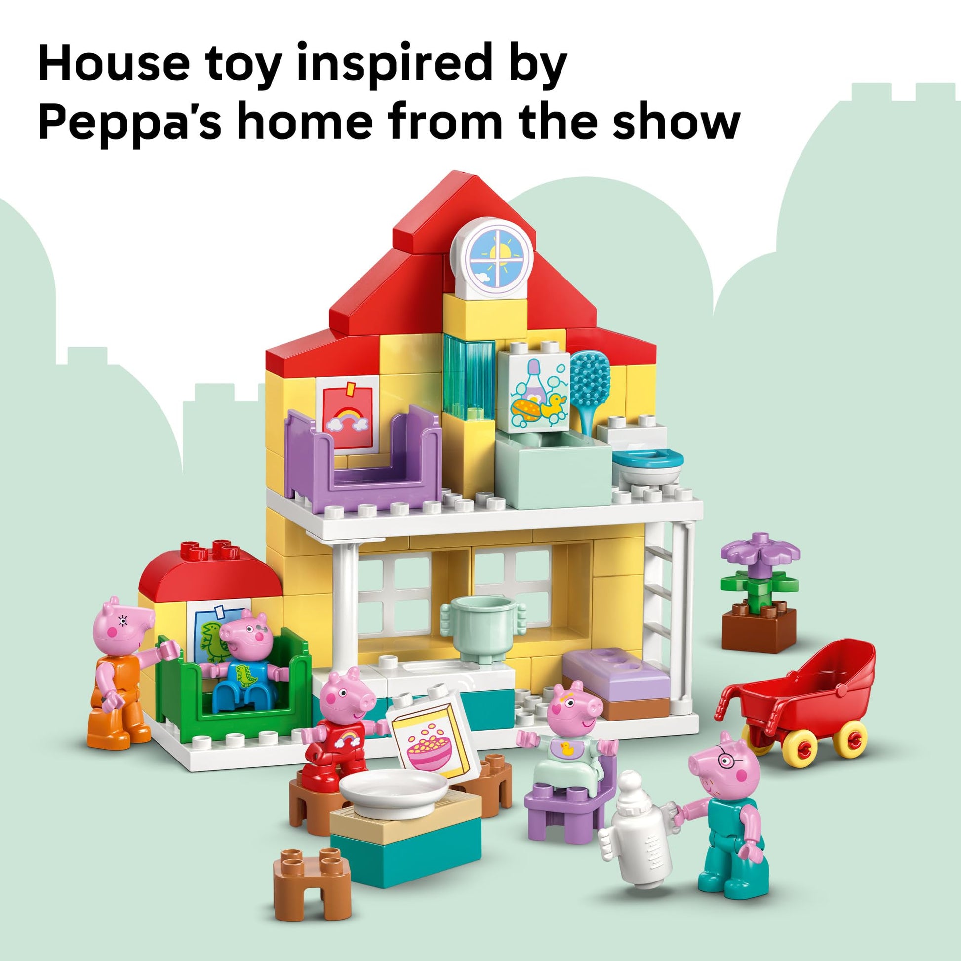 LEGO DUPLO Peppa Pig Family House - Building Toy for Toddlers, Ages 2+ - Sensory Toy for Girls & Boys - W/ 5 Figures - Birthday Gifts for Kids - 10467