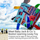 Baby Jack & Co 8x8” Learning Lovey Boston Massachusetts Tag Toys for Babies - Baby Crinkle Toys - Soft & Safe - Learn USA Cities and Shapes - Ideal