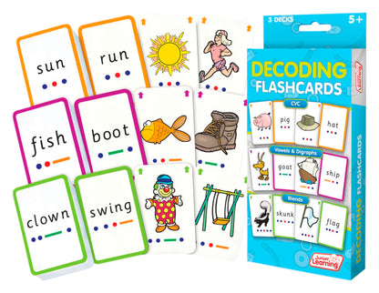 Junior Learning Decoding Flashcards, 162 Cards, Ages 5+, Language & Decoding, K-1
