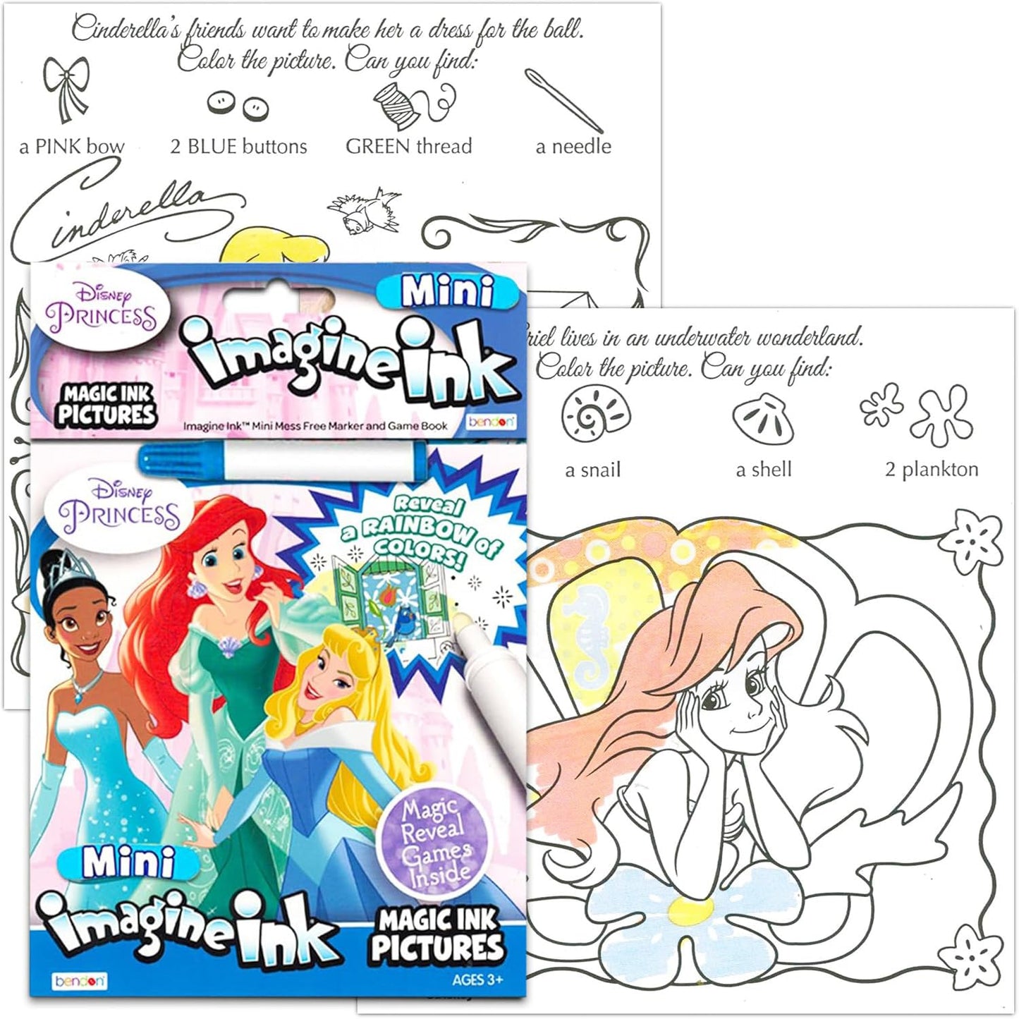 Bulk Imagine Ink Mess Free Coloring Book Set - Bundle with 8 Variety Books: Disney Princess, Frozen, Trolls, More Plus Stickers | Party Supplies