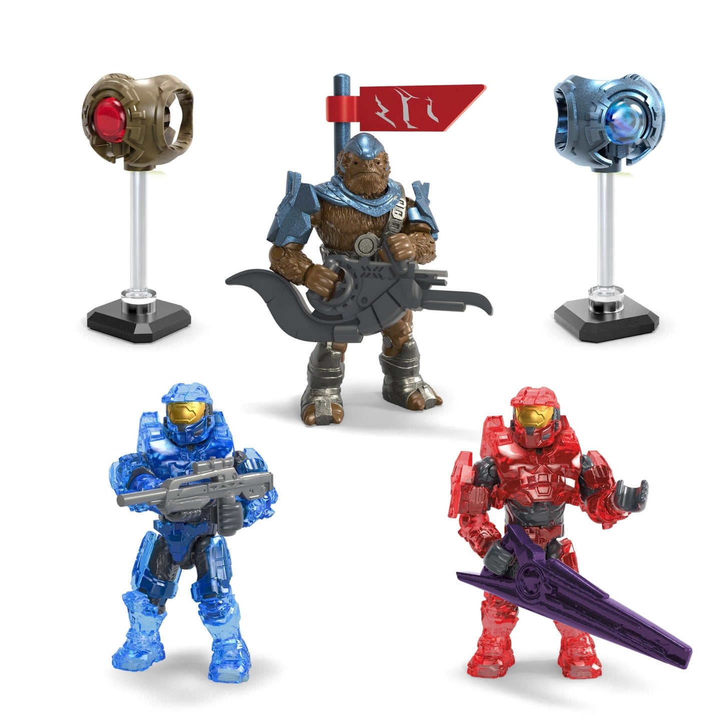 MEGA HALO Action Figures Building Toys Set, Character Pack with 339 Pieces, Poseable Articulation, 2 Inches Tall, Kids or Adult Collectible