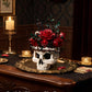 Gothic Skull Rose Flower Bouquet Building Set - Horror Skeleton Botanical Brick Kit for Adults, Gothic Decor with Red Roses, Dark Aesthetic Skull