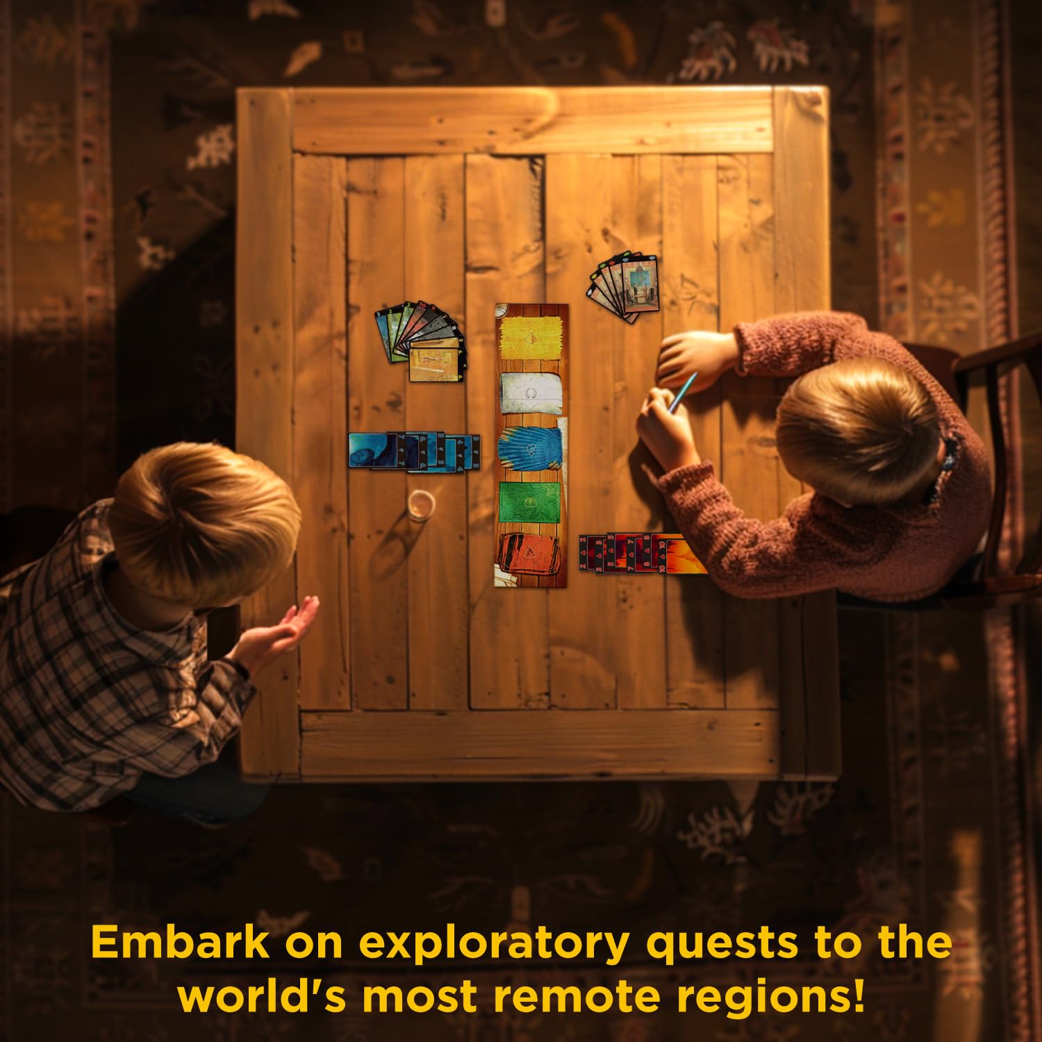 Lost Cities Card Game - with 6th Expedition | Two-Sided Board for Classic or New Edition | By Reiner Knizia | A Kosmos Game