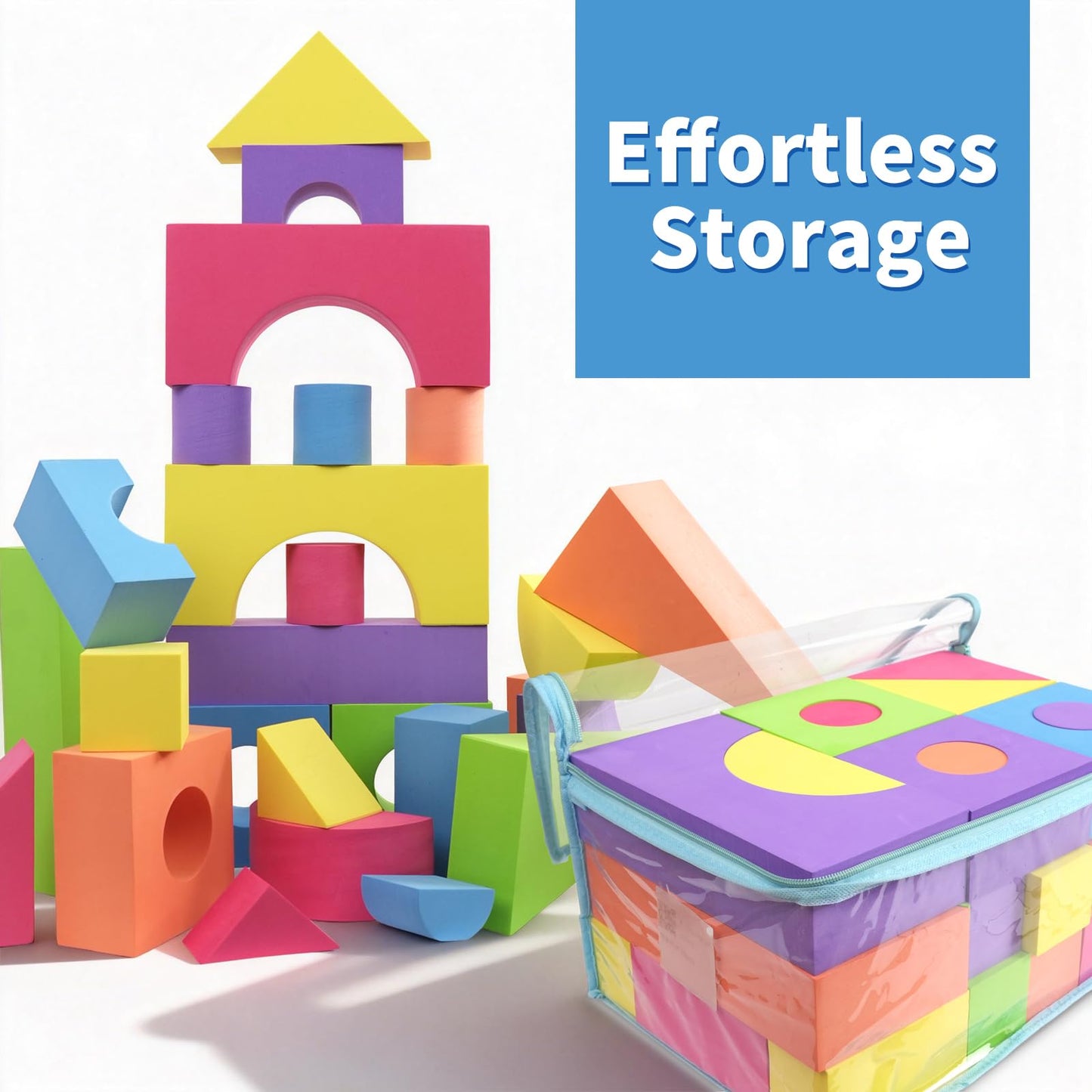Bingyouth Large Building Foam Blocks for Toddlers, EVA Stacking Foam Building Blocks Toy Set, Non-Toxic, Washable, Early Learning Construction Toys