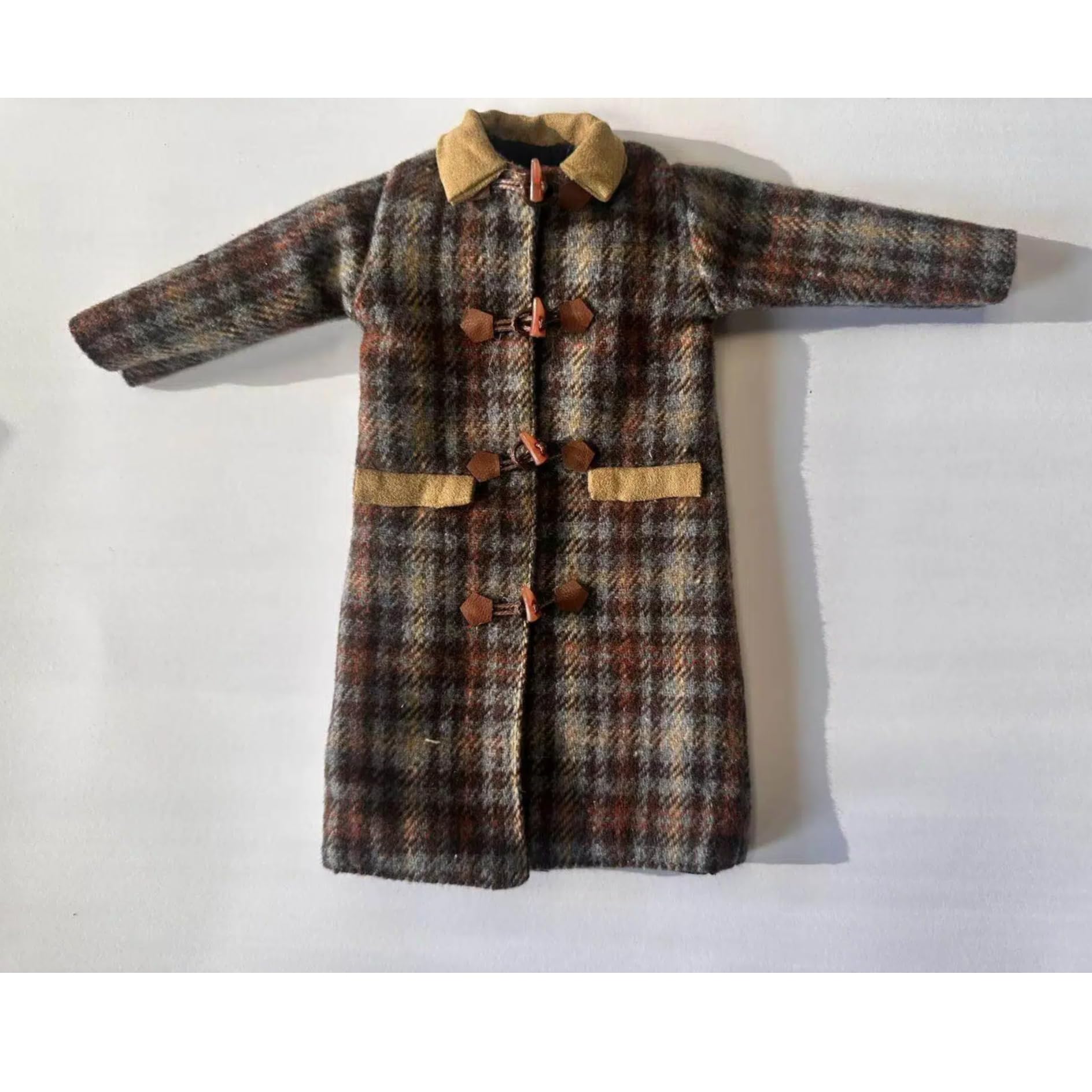 AQQeenmiu Luxury Doll Clothes Set, Plaid Winter Coat with Handbag and Boots, for 11.5-12 inch Fashion Dolls, Brown Tartan Pattern