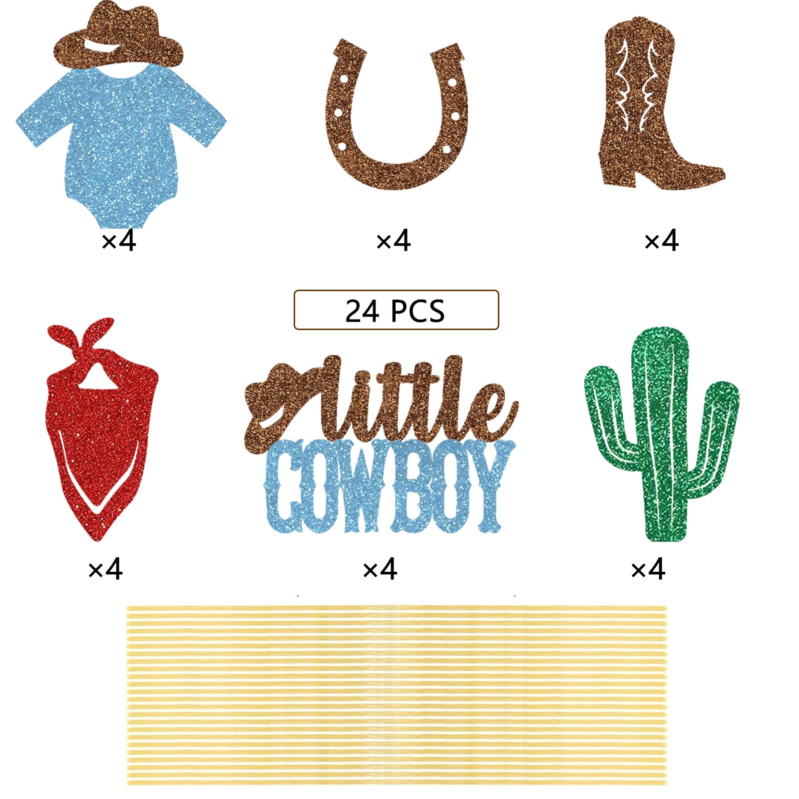 Little Cowboy Party Centerpiece Baby Shower Decoration Western Theme Boots Hats Photo Props Table Toppers Birthday Supplies Blue