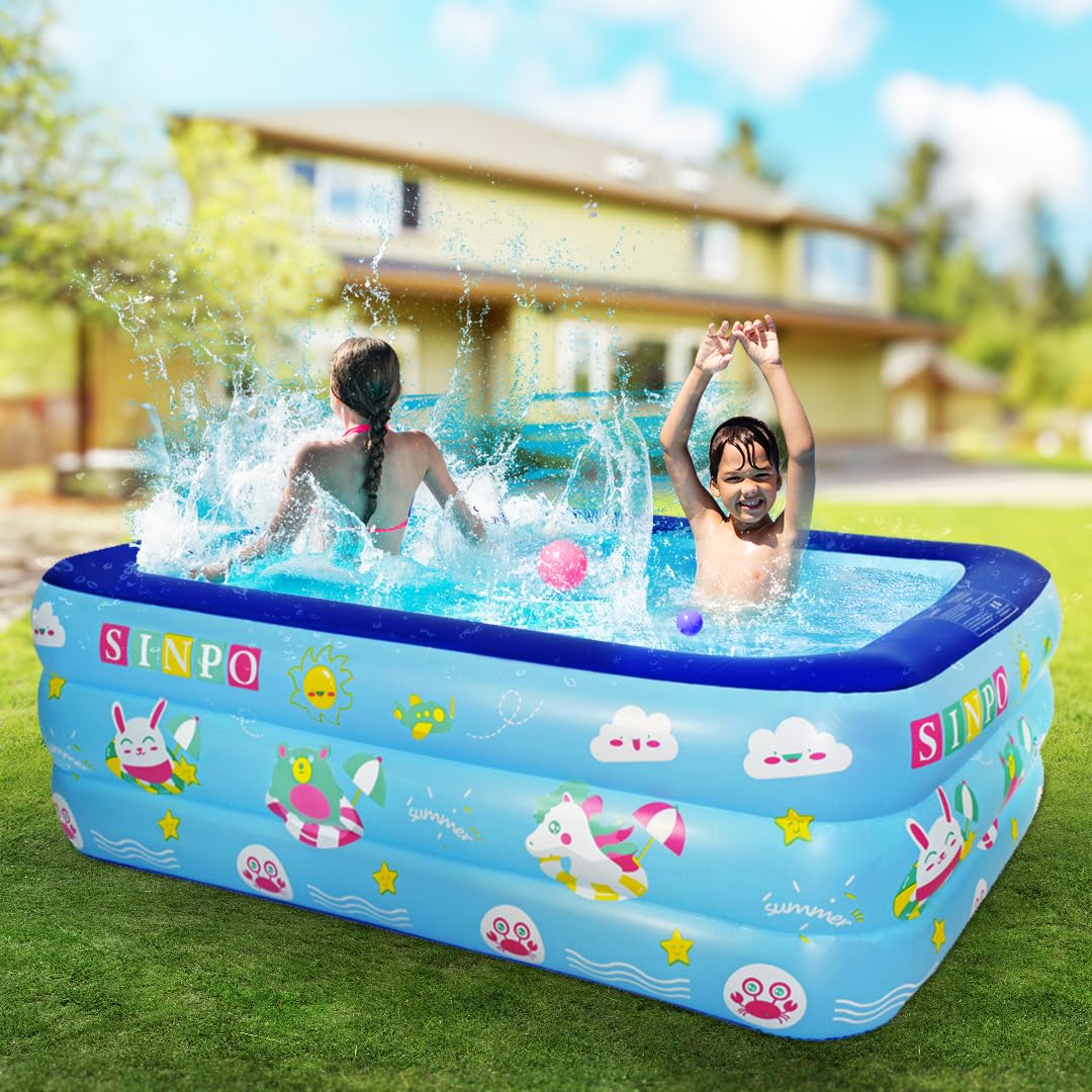 Seasons Inflatable Pool for Kids 58"x40"x20" PVC Thickened Swimming Pool