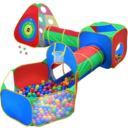 Hide N Side 5pc Kids Ball Pit Tents and Tunnels, Toddler Jungle Gym Play Tent with Play Crawl Tunnel Toy, for Boys Babies Infants Children, Indoor