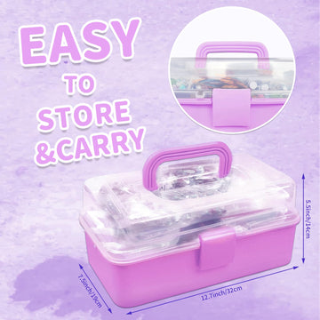 Bobbie Art Arts and Crafts Supplies for Kids- Ultimate Crafting Supply Carboodle in Portable 3 Layered Light Purple Plastic Art Art Crafting Kit