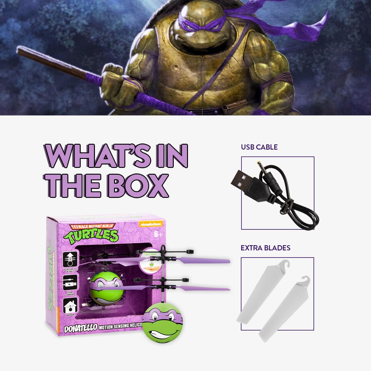 Teenage Mutant Ninja Turtles Donatello Flying Ball, USB Rechargeable